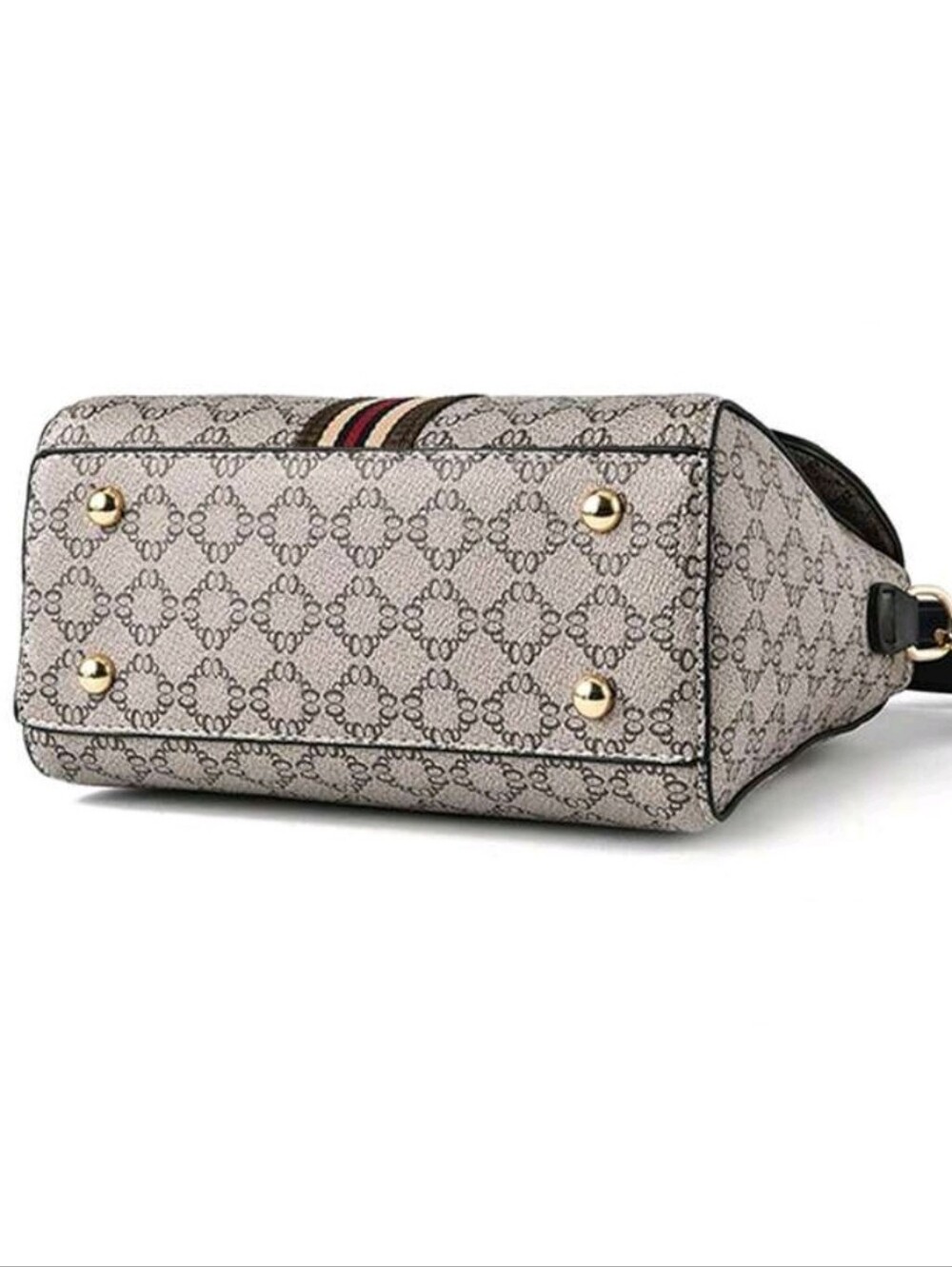 Classic Monogram Top-Handle Satchel in Beige and Black - Picture 3 of 7